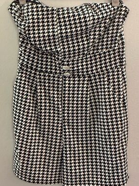 Strapless Houndstooth Sorts Romper- Black & White